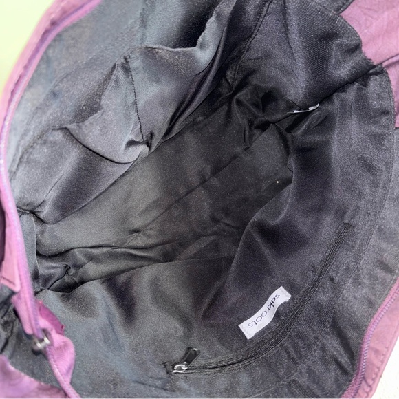 new Sakroots metro tote purple floral recycled vegan medium owl charm tassle - Picture 11 of 14